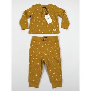 7 For All Mankind Waffle Knit Sweatshirt & Joggers 2pc Set in Caramel 6-9M